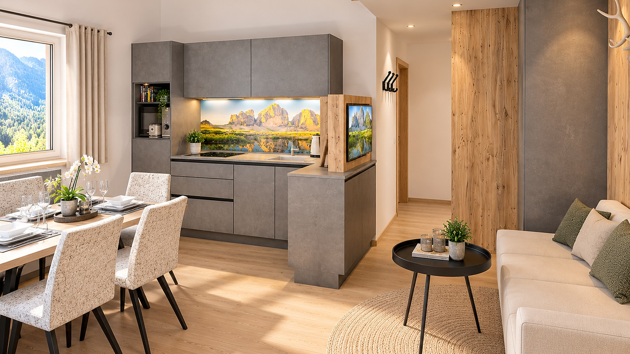 Wohnraum Rendering Appartment Cima