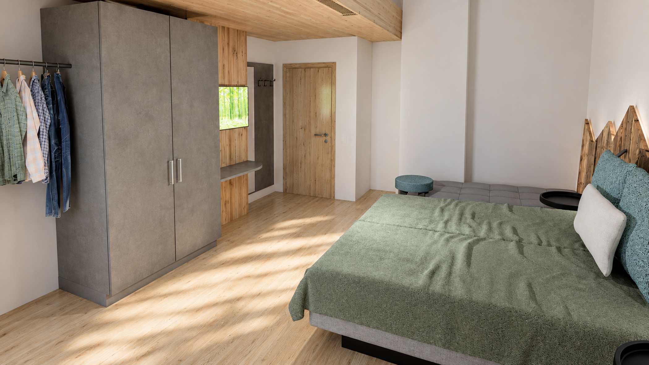 Meridiana Schlafzimmer_camera da letto Rendering
