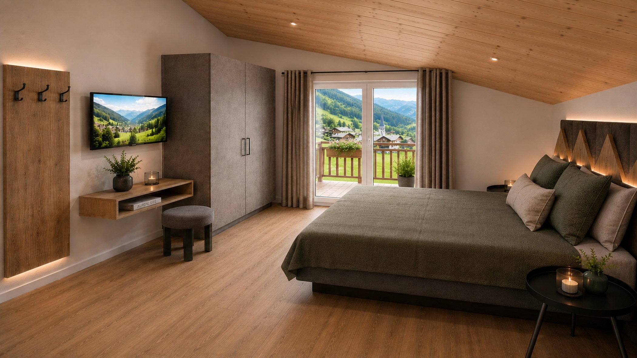 Schlafzimmer Rendering Appartment Cima & Meridiana